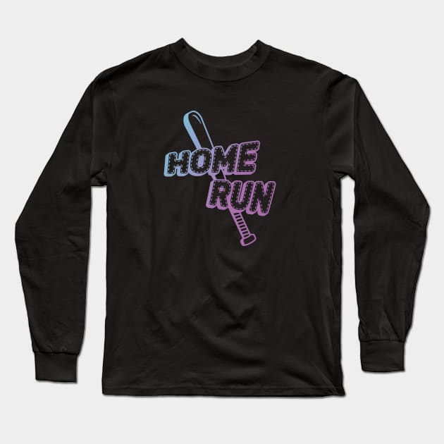 Home Run Baseball Neon Long Sleeve T-Shirt by Adrian's Outline